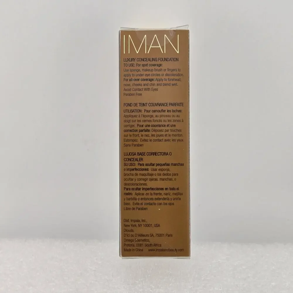 IMAN Luxury Concealing Foundation SAND 4 Set Of 2 NIB Sealed Paraben Free 0.5 oz